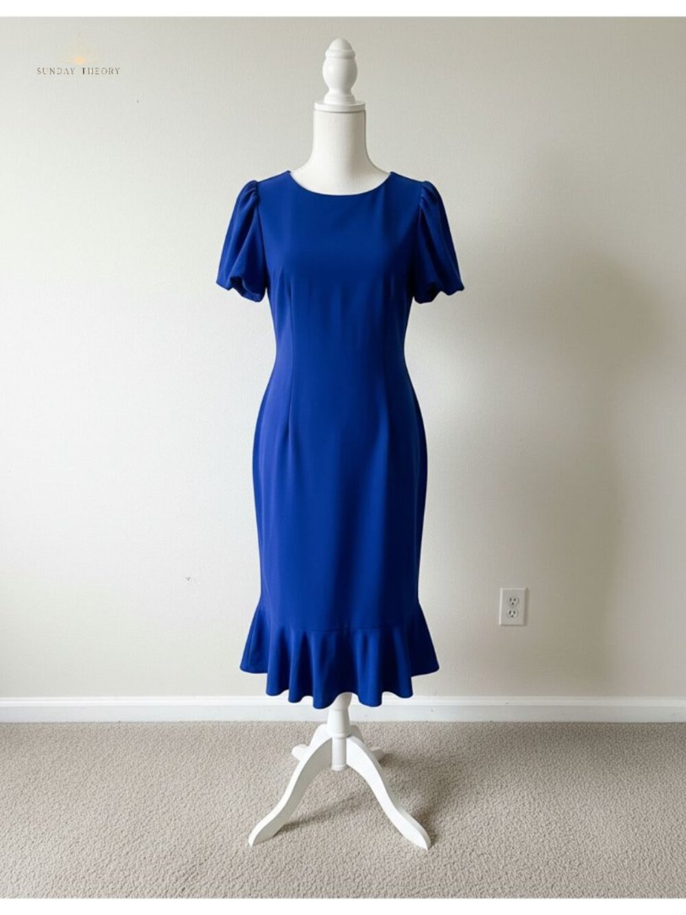 Women Bodycon Ruffle Mermaid Midi Dress Short Sleeve Stretch Formal